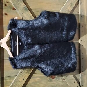 NEW BLACK FAUX FUR VEST SIZE XL VEGAN MOBWIFE GLAM RAVE HIPPIE BOHO GRUNGE ROCK